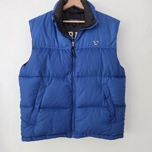American Eagle Puffer Vest Blue Down Filled Sleeveless Jacket Mens Size Medium